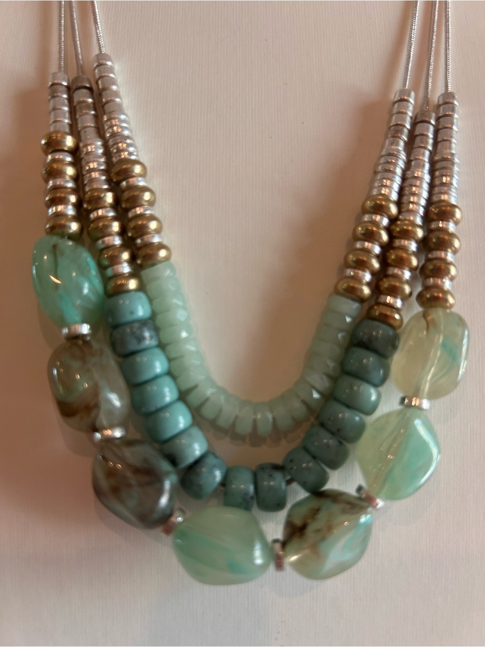 Lia Sophia Multi-Strand Mint Green Beaded Necklace